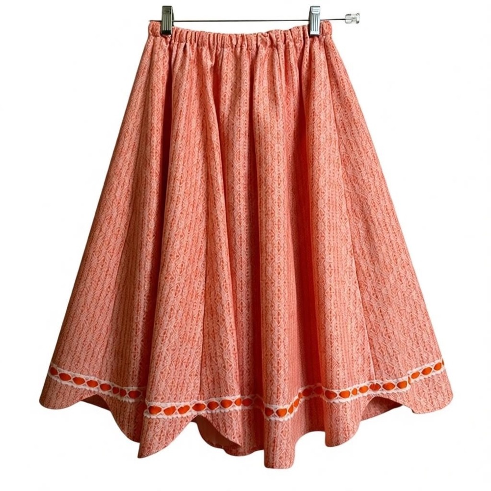 Vintage Coral Midi Skirt